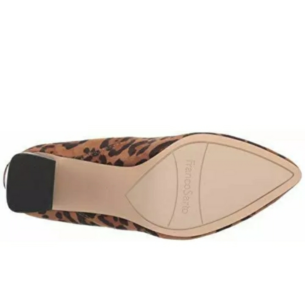 Franco Sarto Kortney Leopard Heel Ankle boots New Women's Shoes Animal Stretch 9 - Picture 7 of 8